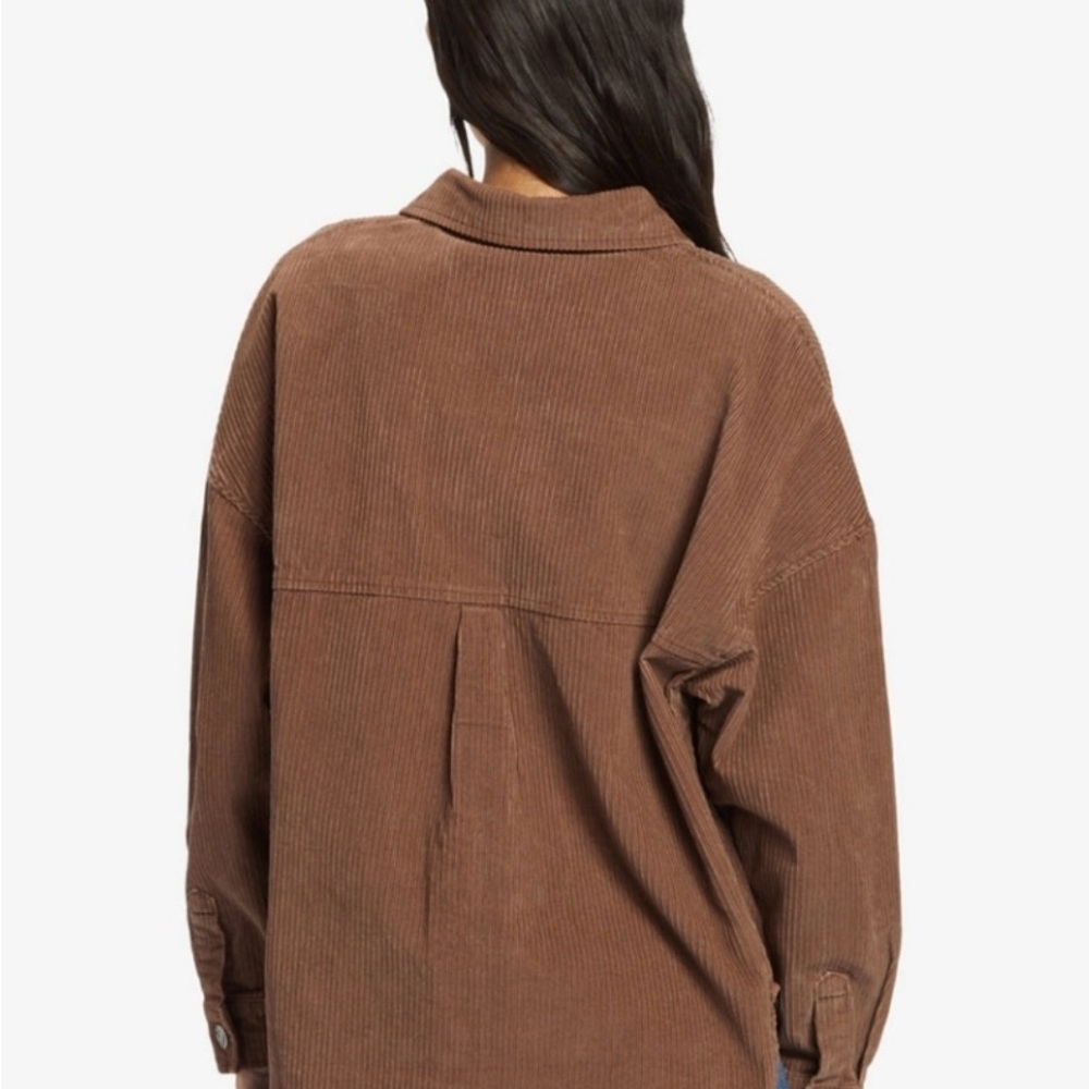 Roxy Kick Back Washed Cord brown Shirt Shacket Corduroy size Large NWT - Picture 3 of 9
